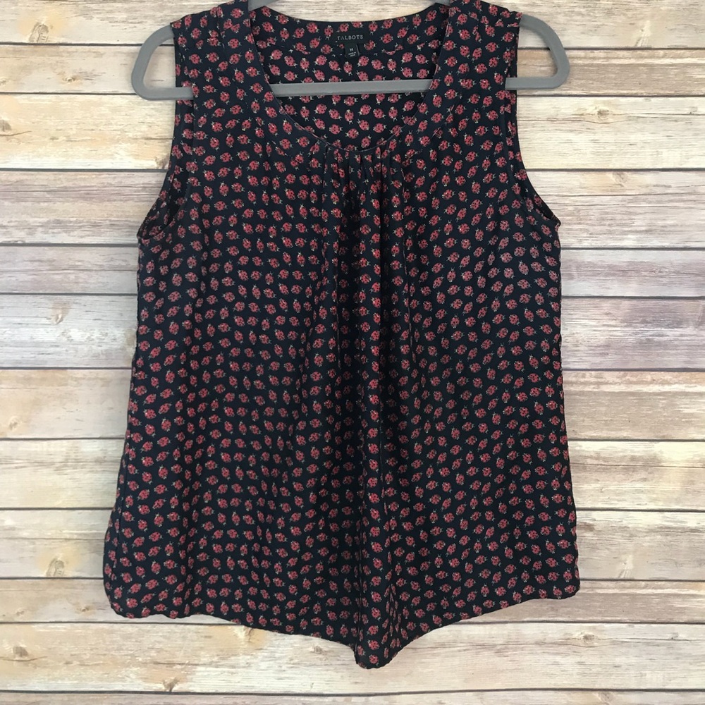 Talbots silk ladybug sleeveless blouse size medium